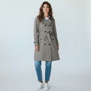Gap Women's XS Belted Classic Trench Coat Beige Double Breasted Wool‎ Liner